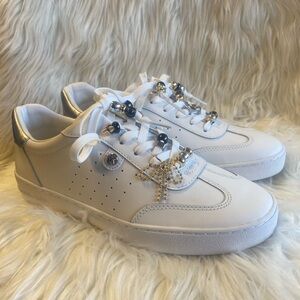 Michael Kors White and Silver Sneakers